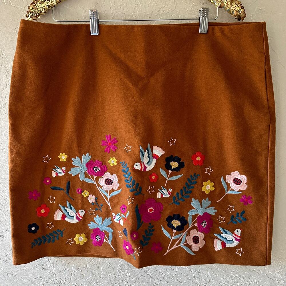 BODEN | Olivia Embroidered Mini Skirt NEW Women's Size 16 Lined Boho Whimsical - Picture 2 of 10